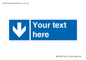 Custom Mandatory directional sign, blue arrow down